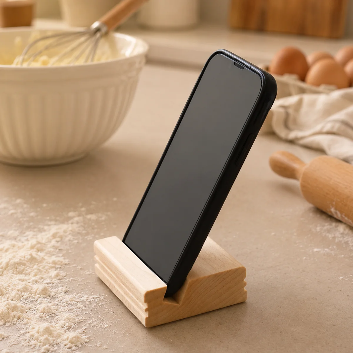Support téléphone en bois